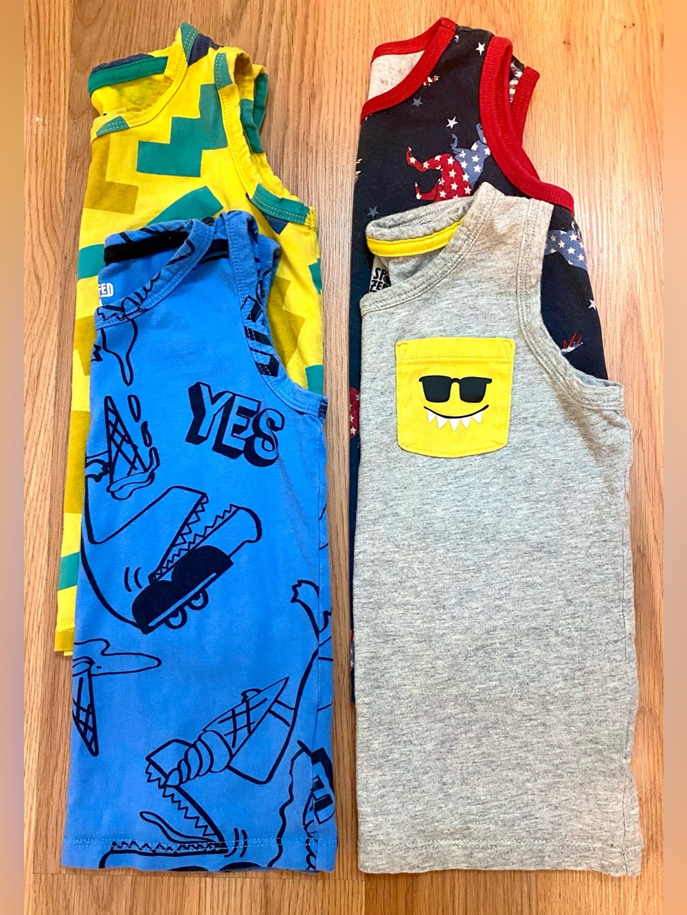 ⛱️4T BOYS TANK TOPS BUNDLE OF 4! SUMMER SHIRTS SLEEVELESS GRAPHIC TANKS July 4th - Picture 10 of 10